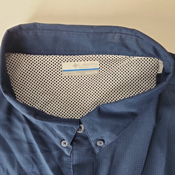 Columbia Navy Blue Short Sleeve Vented Shirt mens XXL lightweight Omni-Shade - Picture 6 of 13